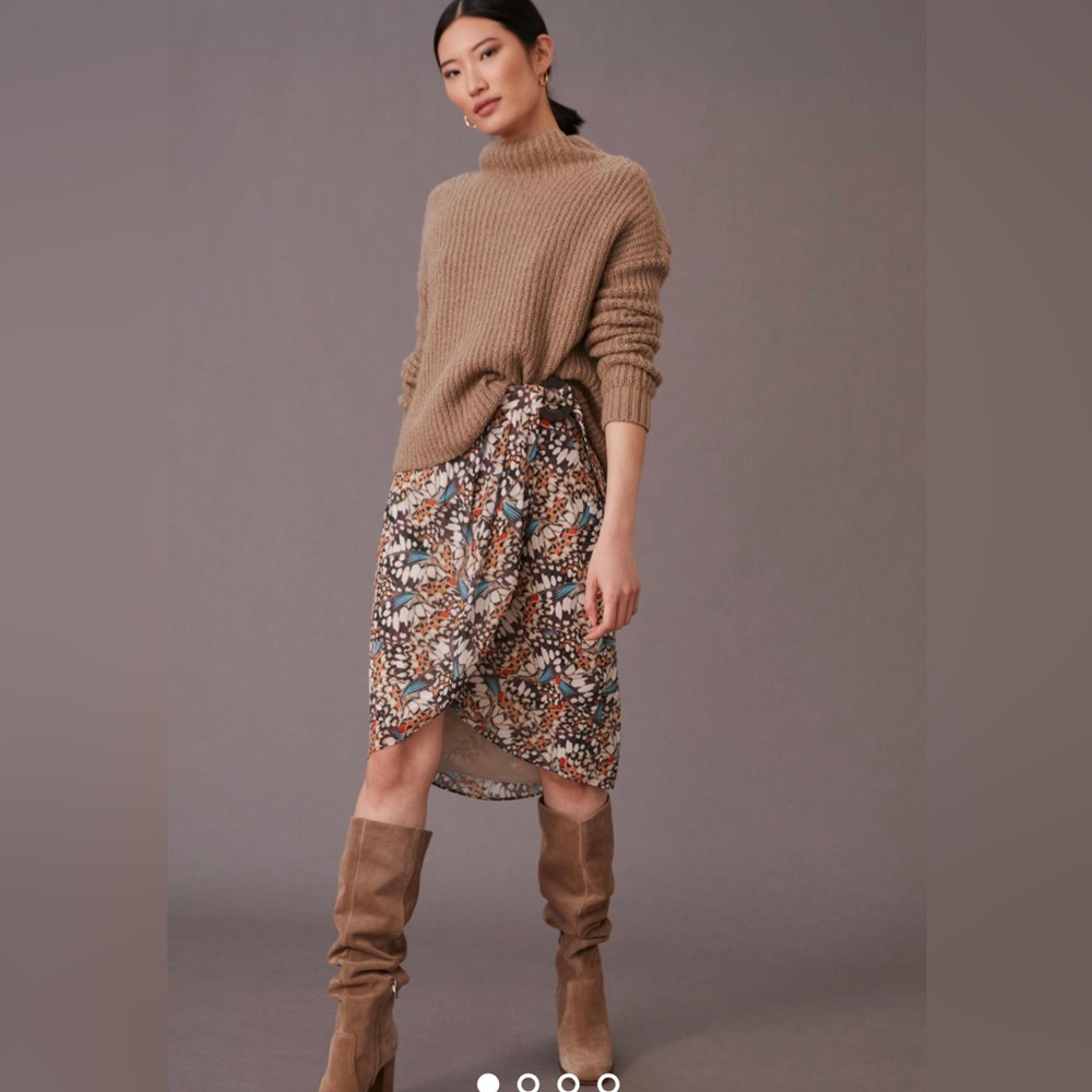 Anthropologie Hutch wrapped Butterfly midi skirt.